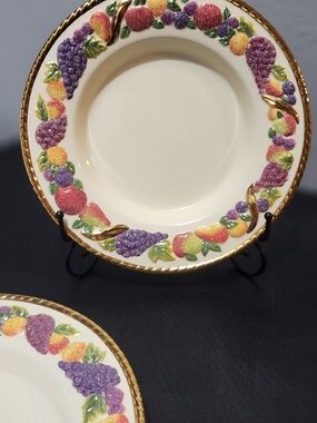 Vintage Avon Cream Fruit-Decor Dinner Plate with Gold Rim